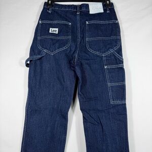 Lee Vintage Modern Carpenter Jeans High Rise Dungaree Ankle Navy Blue Denim 26 M